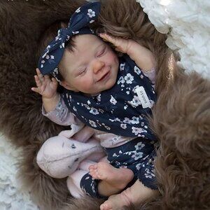 🆕18inch Full Body Silicone Vinyl Newborn Baby Poseable Limbs Blue Flower Girl